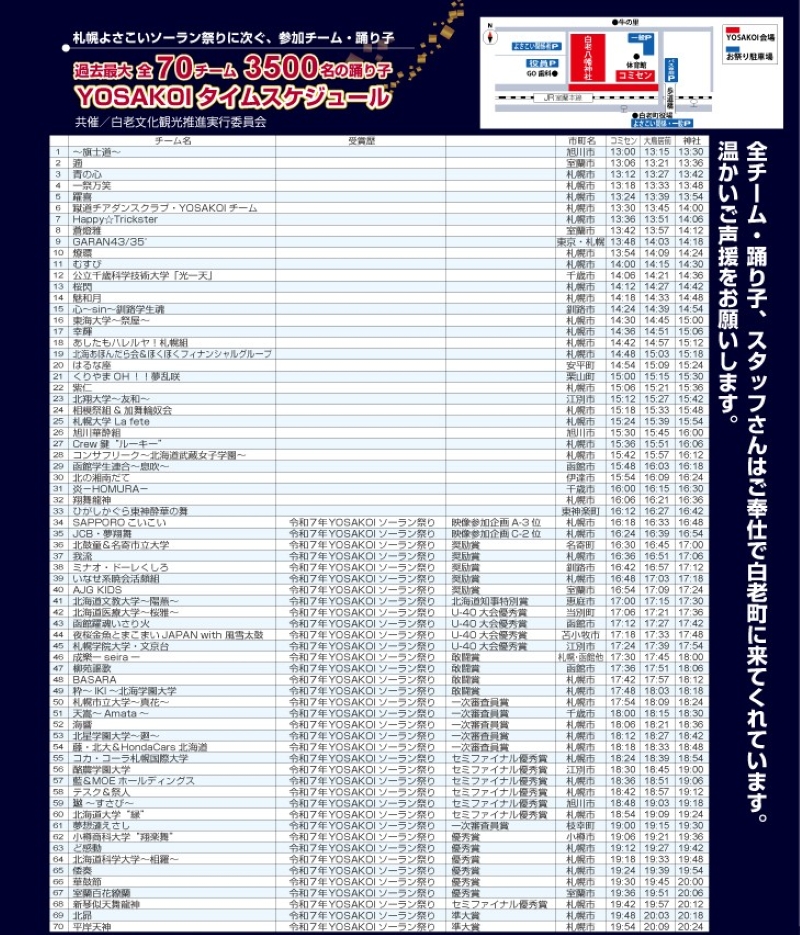 令和7年度ヨサコイ大乱舞タイムスケジュール